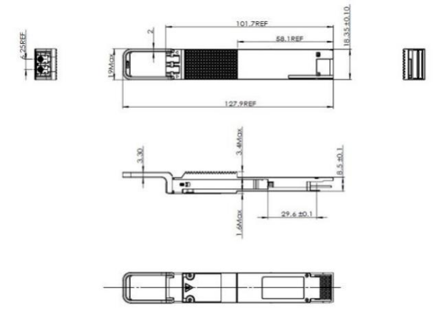 QSFP DD 400GBASE DWDM ZR 80KM Modulo trasmettitore QDD-400G-ZR-S DWDM Tunable SMF LC DOM 3