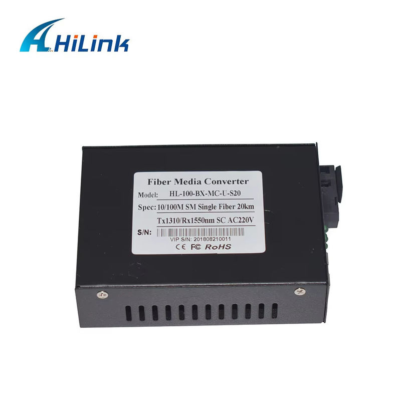 BIDI WDM Single Fiber Optic Media Converter 10/100M 1310/1550nm attrezzature ottiche SFP da 20 km