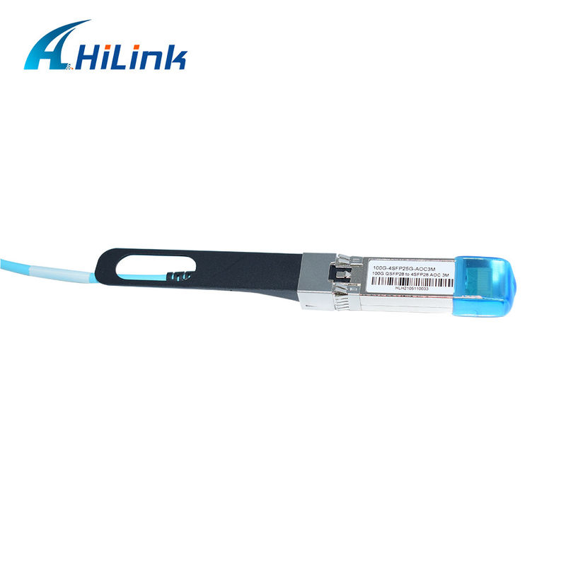 100G QSFP28 a 4xSFP28 AOC OM3 Breakout Active Optical Cable certificato con lunghezza del cavo 1-5m e certificazione CE RoHS