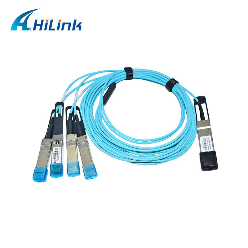 100G QSFP28 a 4xSFP28 AOC OM3 Breakout Active Optical Cable certificato con lunghezza del cavo 1-5m e certificazione CE RoHS