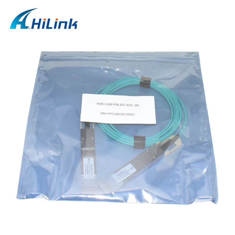 Hilink 400G QSFP56-DD AOC 3M Cable with RoHS Compliance for High-Speed Data Transmission